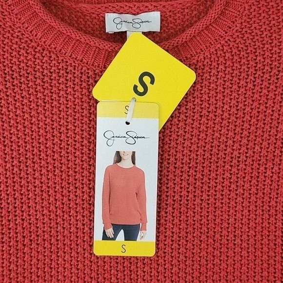 Jessica Simpson Orange Knit Sweater Size Small - Picture 9 of 10